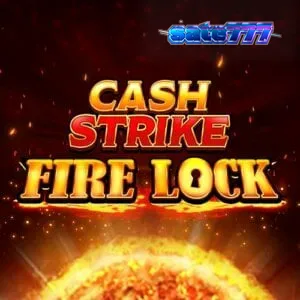 Tampilan antarmuka slot Cash Strike Fire Lock dengan grid 3x3 dan fitur bola api.